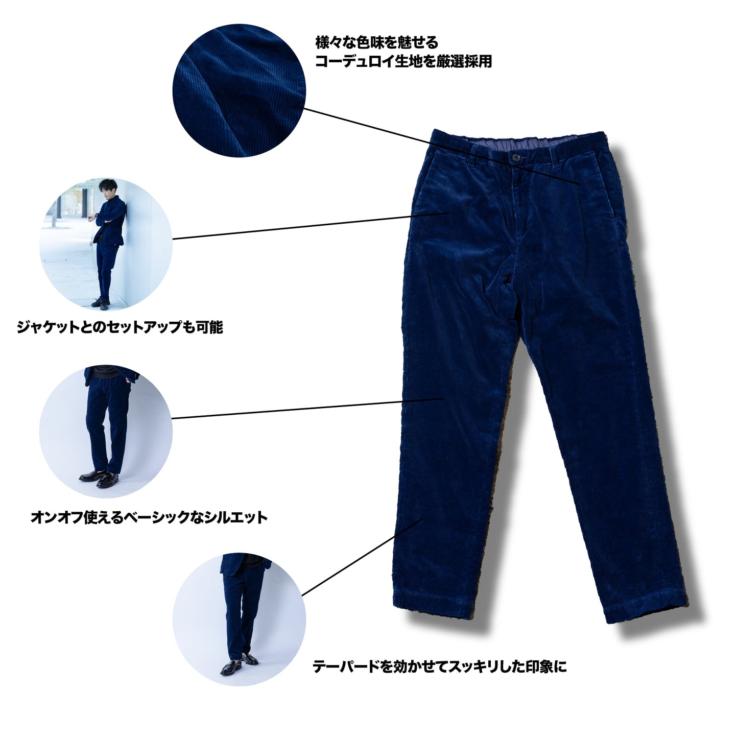 美しすぎる艶のあるインディゴ『コーデュロイセットアップ』(パンツ)