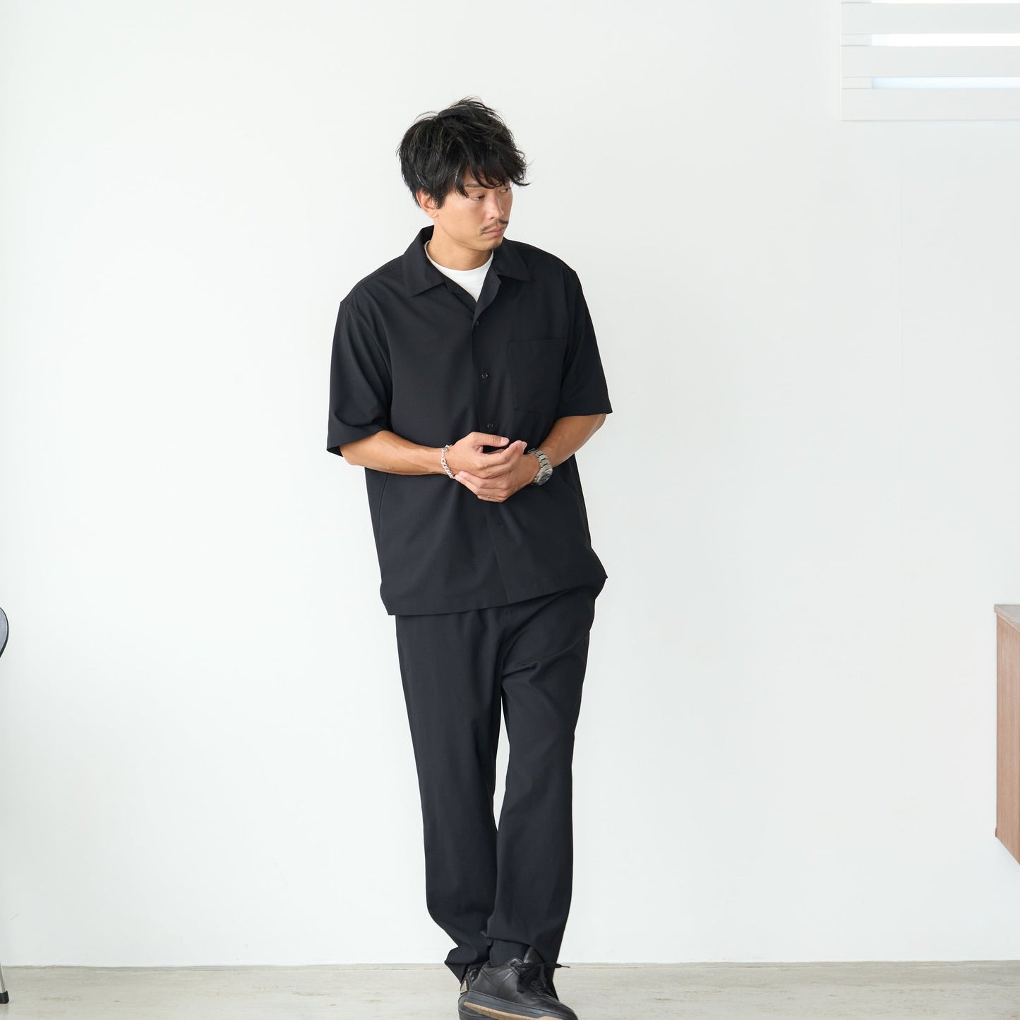 クール素材「開襟半袖シャツ」