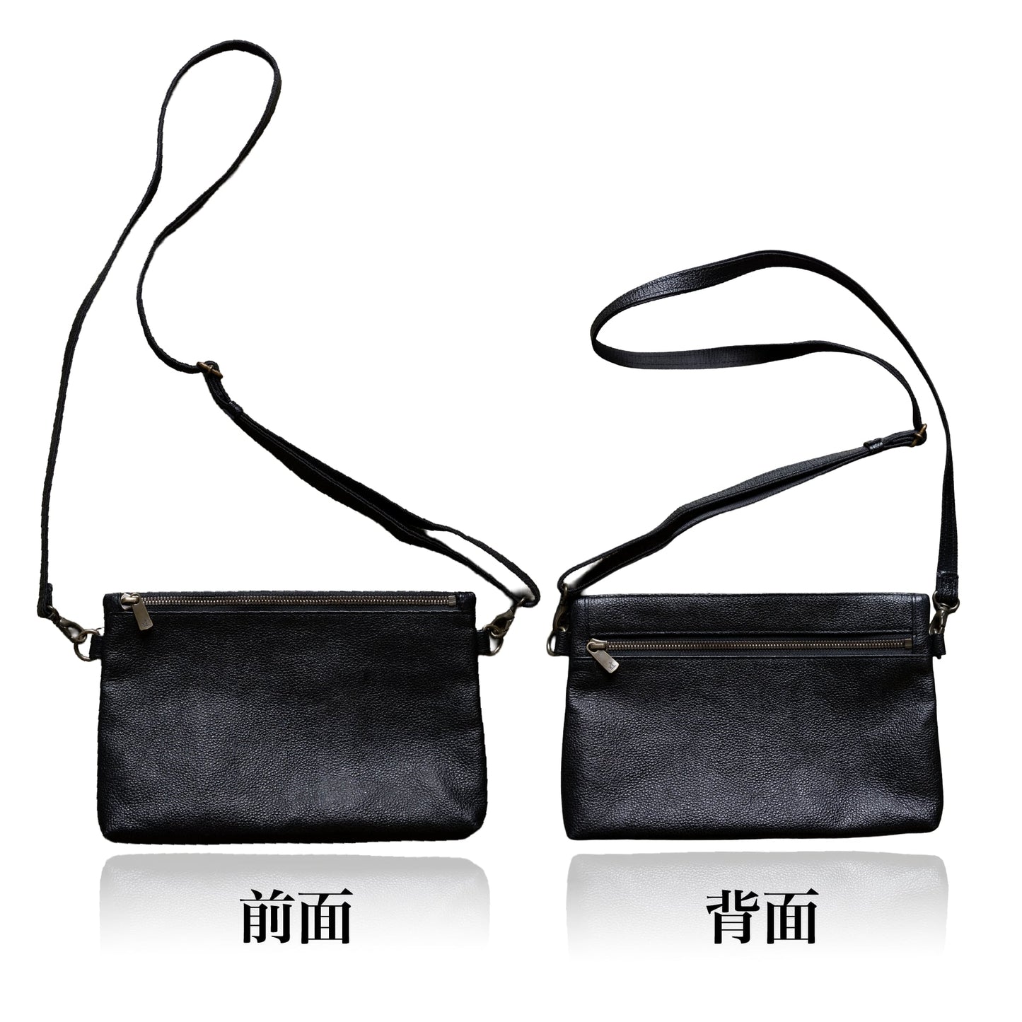 革のダイヤ「黒桟革ショルダーバッグ(大)」（戦国時代から続くレザー）