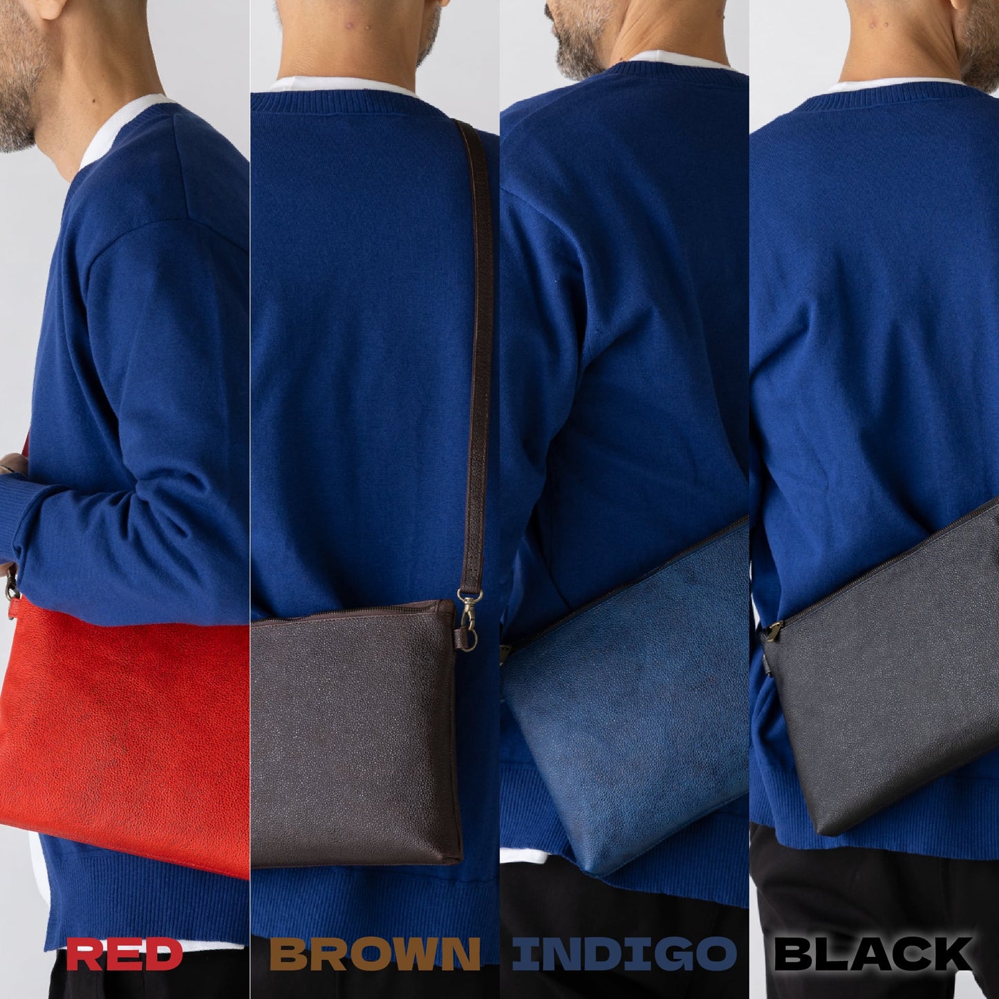 革のダイヤ「黒桟革ショルダーバッグ(大)」（戦国時代から続くレザー）