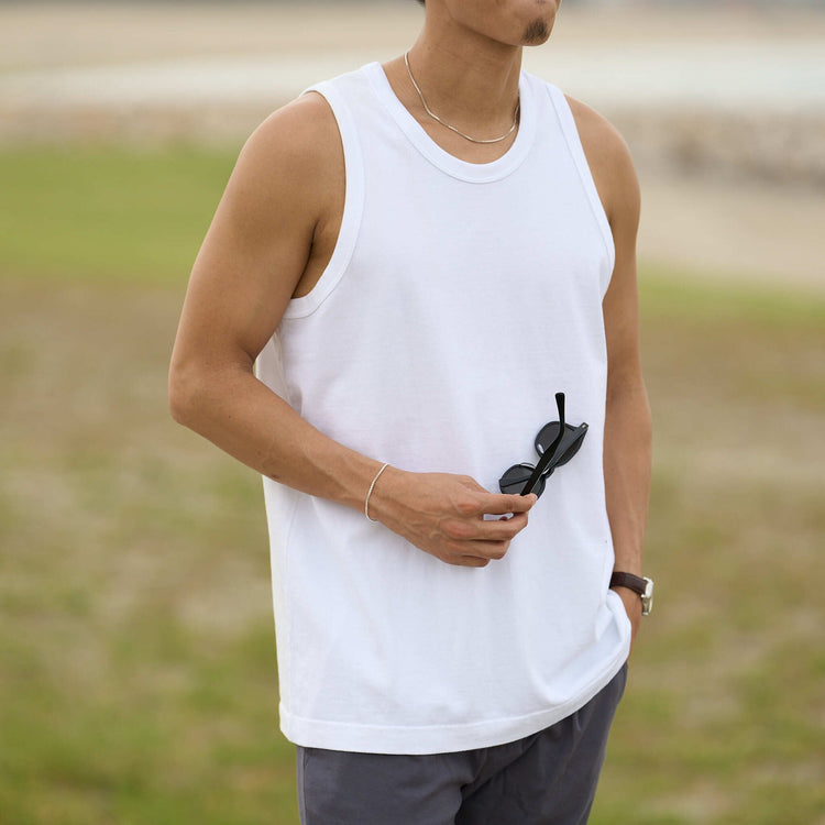 「"リラックス"タンクトップ」（30番手コーマ天竺）