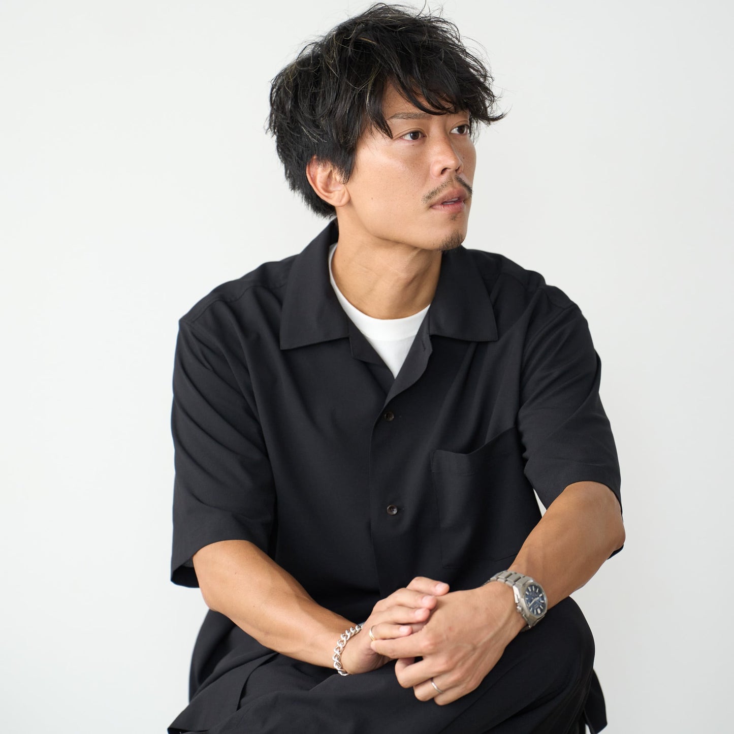 クール素材「開襟半袖シャツ」